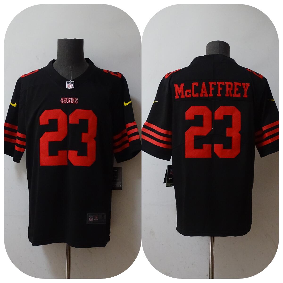 Youth San Francisco 49ers #23 Christian McCaffrey 2022 Black Vapor Untouchable Stitched Jersey